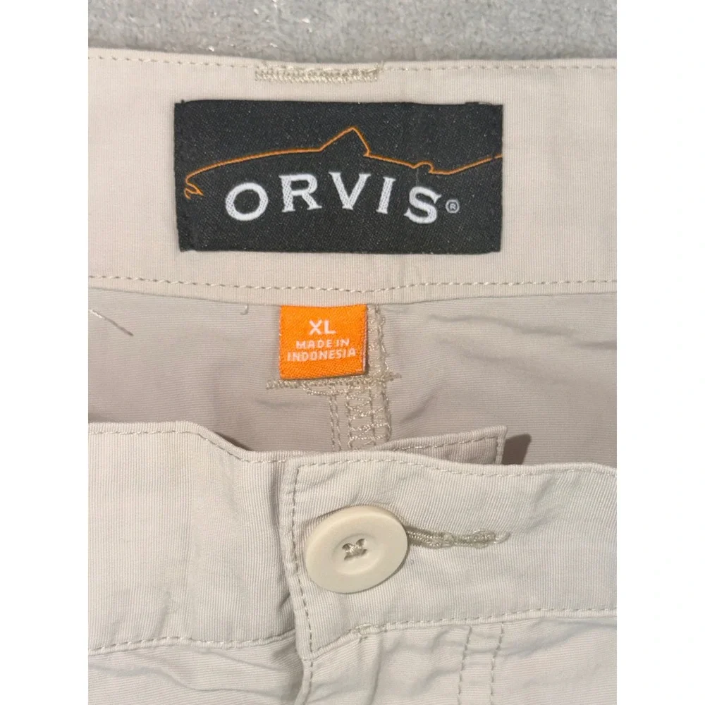 Orvis Mens Nylon Hiking Shorts Size 42 XL Stone Beige Cargo Fishing Outdoor
